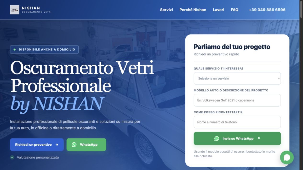 Anteprima del sito Nishan Oscuramento Vetri